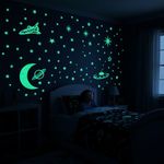 Wall1ders Fluorescent Night Glow in The Dark Star Wall Sticker (Pack of 4 Sheet, Green)(Vinyl), Self-Adhesive, 30 x 24 x 1 Centimeters