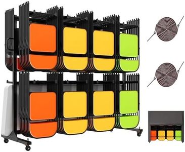 Albott Folding Chair Rack, Holds 12 Tables or 112 Chairs, 1250 lbs Capacity, Heavy-Duty Cart with Wheels, Elastic Cords, Cover, Glossy Black