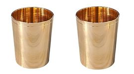 RBHMC BRONZE MASTER Bronze Kansa Glass Handmade, 2 Piece, 400 Ml, Gold