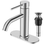 FORIOUS Bathroom Faucet, Bathroom Faucet Single Hole Bathroom Sink Faucet, Stainless Steel Modern Vanity Faucet for Bathroom Sink Basin with Pop-up Drain, Brushed Nickel