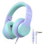 iClever HS19S Kids Headphones with Mic, 85/94dB Volume Limiter - Shareport - Over Ear Stereo Headphones for Kids Boys Girls, Foldable 3.5mm Jack Wired Headphones for iPad/Tablet/School/Travel