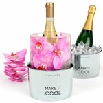 Berlinzo Wine Chiller Ice Mold, Ice Bucket for Wine Champagne Bottle Cooler for Valentine's Day or Parties, DIY Customizable Ice Mold with Orchids Decorations Included, Gift for Wine Lovers