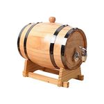 Folpus 1L/1.5L/3L Wood Wine Barrel Retro Wood Beer Brew Equipment Whiskey Barrel Dispenser Oak Aging Barrel with Stand for Beer, Wine Bar Home, 1.5L