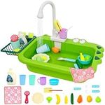 Kids Kitchen Sink Toy Set with Running Water 23Pcs Playing Dishwasher Pretend Play Toy for Kids Boys Girls Toddler