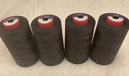 Moon Overlocking Thread 4 x 5000 Yards Polyester Moon Thread Cones White Black Natural Cream (Black)