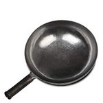 臻三环 ZhenSanHuan Chinese Hand Hammered Iron Woks and Stir Fry Pans, Non-stick, No Coating, Less Oil, 章丘铁锅,Carbon Steel Pow (Not seasoned 34CM)