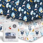 A Baby Cherry Fitted Crib Sheet 100% Organic Jersey Cotton 125 * 65CM, 2 Pack Super Soft and Cozy Crib Cover Set for Toddler Mattress, Crib Bedsheet for Boys & Girls