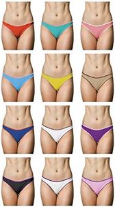 Sexy Basics Women’s Cotton Stretch Bikini Panty- Pack of 12 (12 Pack-Dazzling Solid Colors, Small)