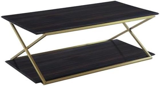 Armen Living Westlake Dark Brown Veneer Coffee Table with Brushed Gold Legs
