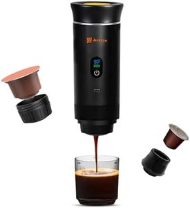 AROZZO CART 3 in 1 Portable Electric Espresso Machine, Hot & Cold Cofee Maker, Brewer Compatible with Ground Coffee & NS Capsules | Perfect for Home, Office & Camping (Black with LCD Screen) (BLACK)
