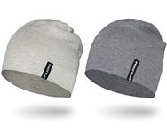 EMPIRELION 9" Multifunctional Lightweight Beanies Hats, Sun Protection Running Skull Cap Helmet Liner Sleep Caps for Men Women 2 Pack (LT Grey Melange+Mid Grey Melange)