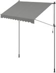 SONGMICS Retractable Awning, Manual Retractable Sunshade, Height-Adjustable with Crank, for Balcony, Garden, Patio, 250 x 120 cm, Grey GSA252G01