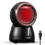 Helett HT15 2D&1D Hands-Free USB Desktop Barcode Scanner with 300K CMOS Global Exposure Scan Engine |Larger Scan Window|Adjustable Angle|Buzzer LED|Resolution:640×480|Strong ABS|1Year warranty(Black)