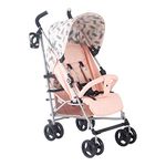My Babiie MB02 Stroller - from Birth to 4 Years (22kg), Lightweight & Compact Umbrella Fold, Travel Buggy for Toddlers, Pushchair Includes Cup Holder and Rain Cover - Pink & Grey Chevron