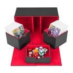 Deck Box Fits for MTG/Yugioh/TCG/Magic for 200+ Sleeved Cards,X-Large Magnetic Deck Boxes Card Box Deck Storage Case with 3 Tray,Premium PU Leather (Black+Red)