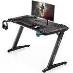 EUREKA ERGONOMIC Z2 Gaming Desk 50.6'' Z Shaped Office PC Computer Gaming Table with Retractable Cup Holder Headset Hook RGB Light for Men Boyfriend Female Gift(Wood, Black)