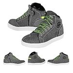 Mens Casual Motorbike Shoes Zipper Sneakers Motorcycle Boots Non-slip Sole Reinforced Ankle Lace Up Breathable Lining (Grey, uk_footwear_size_system, adult, men, numeric, medium, numeric_13)