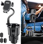 Cup Holder Phone Mount for Car, 2 in 1 Adjustable Cup Holder Expander with 360° Rotation Gooseneck Cellphone Holder Fits All Smartphones,Universal Cup Holder Adapter Hold Up to 17-40 oz Drink