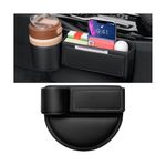 zipelo Leather Car Seat Gap Filler Organizer, Adjustable Vehicle Side Gap Storage Box, Auto Front Seat Crevice Catcher for Phones, Glasses, Keys, Universal for SUV, Sedan, Truck (Black)