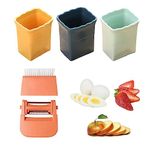 3 Pack Cup Slicer, 3-In-1 Mini Stainless Steel Cup Slicers for Fruits And Vegetables, Quickly Making Fruit Vegetable Salad Fruit Slicer Cup, Banana Slicer Strawberry Slicer Cup with 1 Peeler