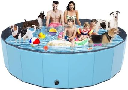 Foldable Dog Pool, YSJILIDE Portable PVC Dog Pet Swimming Pool, Collapsible Plastic Dog Bath for for Large Medium Small Dogs & Kids (XXXXL-87"x 16" Blue)