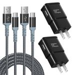 Adaptive Fast Charger and USB-C Cable 10Ft(3M), Excgood Fast Charge 3.0 Adapter Type C Cable Fast Charging Compatible with Galaxy A13/A14/A03s,S23/S22/S21/S20/S8/9+/10e,Note 8/9 (2Pack Black)