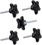 POWERTEC QNB3010 5-Star Stud Knob, 1/4"-20, 2" Long, 5 PK , Black