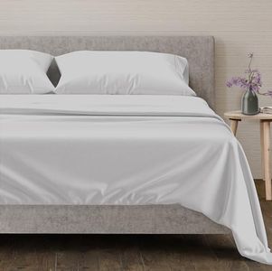 Mayfair Linen 100% Egyptian Cotton Sheets Full Size - 600 Thread Count Sheets 4 PC 16" Deep Pocket Full Size Sheets Set, High Thread Count Soft Cooling Sateen Weave Hotel Luxury Sheets Set - Silver