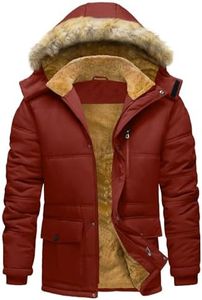 Febteebou Winter Jackets for Men Fleece Lined Water Repellent Windproof Parka Jacket Insulated Winter Coats Outerwear