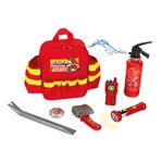 Theo Klein 8900 Firefighter Henry Backpack I With Battery-Powered Torch, Fire Extinguisher and Much More I Robust Backpack with Reflective Strips and Adjustable Straps