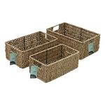 JVL Seagrass Set of 3 Rectangular Storage Baskets