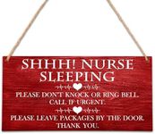 Shh Nurse Sleeping Sign, Please Do Not Knock Or Ring Doorbell Wooden Plaque Sign, Night Shift Worker Sign For Front Door, Gifts For Nurse Nursing Student - HF09