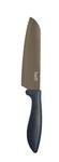 Heff Santoku, Japanese Chef Kitchen Knife, Stainless Steel Blade, 7 Inch Blade (Black)
