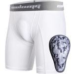 COOLOMG Youth Boys Baseball Sliding Shorts with Soft Foam Cup Athletic Protector Shorts for Baseball,Softball,Hockey,Lacrosse White