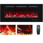 33 in / 84cm Electric Fireplace Inserts, Recessed and Wall Mounted Fireplace Heater, Thermostat, Linear Fireplace with Remote & Touch Screen, Multicolor Flame, Timer, Log & Crystal, 750W/1500W…