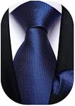 Solid Blue Necktie DiBanGu Navy Silk Tie and Pocket Square Set for Men Wedding Business Formal