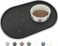 KPWACD Pet Placemat for Dog and Cat, Anti-Slip Waterproof Dogs Feeding Bowl Mat Prevent Food and Water Overflow, Silicone Puppy Dish Mats Suitable for Small Medium Big Pets, Black, 24" * 16"