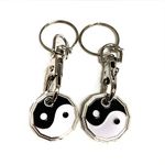 UK Phoenix Trolley Token New £1 Coin Shape 12 Sided Shopping Cart Key Ring Release Shop Locker Keychain (2 x Ying Yang)