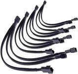 TeamProfitcom PWM Fan Splitter 4 pin Adapter Cable Sleeved Braided Y Splitter Computer PC 4 Pin Fan Extension Power Cable 1 to 4 Converter 12 inches