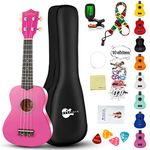 Soprano Ukulele Kit for Beginner Adult Student 21 Inch Ukelele Gig Bag Strap String Tuner Songbook Pick Polishing Cloth