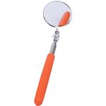 Xingrun Automotive Telescopic Inspection Mirror Round Handle Mechanics Mirror 23-72cmTool Stainless Steel Universal Folding Telescopic Round Mirror for Mechanics Cars maintenance 50mm Diameter,Orange