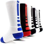 mitvr Basketball Socks, Cushioned Athletic Sports Socks, 5 Pack Compression Crew Socks for Boy Girl Men Women, A1-medium(w:8-12,m:6-10)