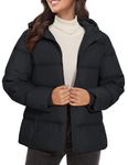 MAGCOMSEN Women's Down Jacket with Hood Winter Therma Coat Puffer Warm Quilted with Hood Casual, Black, S