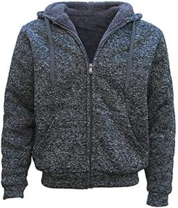 Zmart Australia Men's Thick Zip Up Hooded Hoodie w Winter Sherpa Fur Jumper Coat Jacket Sweater, Dark Grey, 6XL