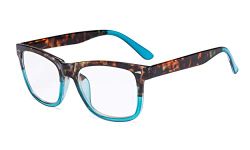 Eyekepper Readers Square Large Lenses Spring-Hinges Reading Glasses Women Tortoise/Blue