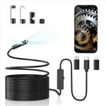 Dual Lens Endoscope Camera - Colofree 1920P HD Borescope with 8 Adjustable LED Lights, IP67 Waterproof Inspection Camera, 16.4ft Semi-Rigid Snake Cable, No WiFi Needed for iOS & Android (Plug & Play)