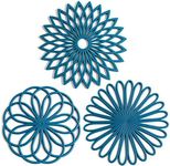 Set of 3 Silicone Trivet Mat - Hot Pot Holder Hot Pads for Table & Countertop - Trivet for Hot Dishes - Non-Slip & Heat Resistant Modern Kitchen Hot Pads for Pots & Pans, Teal