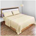 Non Iron Percale Flat Sheet King Size- Polycotton Anti Wrinkle Hotel Quality Bed Sheets- Luxury Bedding Plain Dyed Flat Sheet- Cream