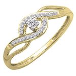 0.15 Carat (ctw) 10k Yellow Gold Round Cut Diamond Ladies Engagement Bridal Promise Ring (Size 6)