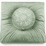 Hihealer Large Meditation Cushion and Zabuton Mat Set Meditation Pillow and Zafu Mat for Men and Women (Green)